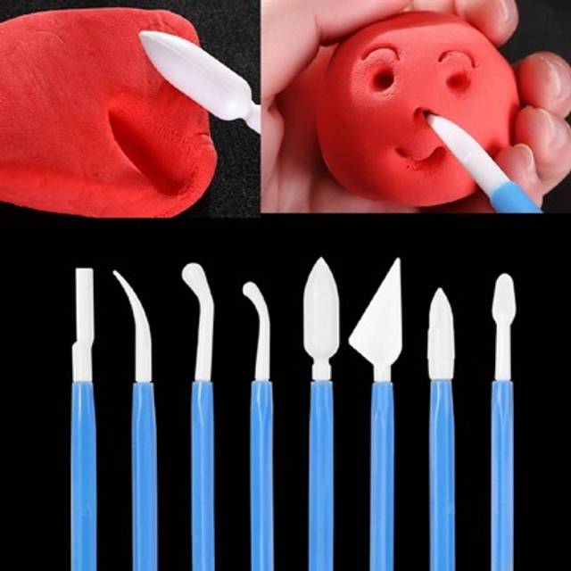 SHEIN 8pcs Blue Clay Sculpting Tools, Plastic Modeling Knives