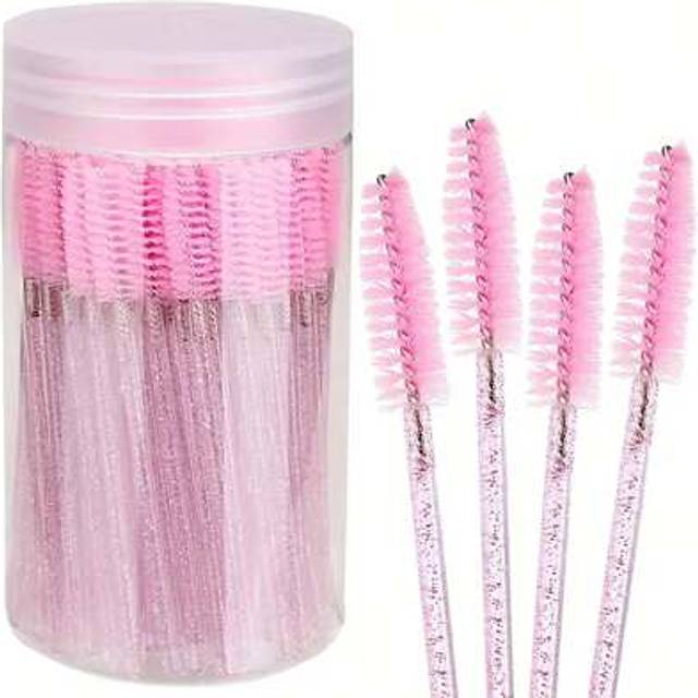 SHEIN 50PCS Disposable Eyelash Brush, Mascara Wands Makeup Brushes Applicators Kits For Eyelash Extensions And Eyebrow Brush With Container