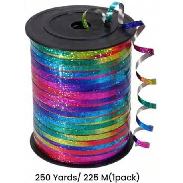 SHEIN 1 Roll, 250 Yard Rainbow Curling Ribbon For Gift Wrapping, Balloon String, Wedding, Birthday, - Metallic Shiny &#34; Ribbon For Bouquets And Flower Wrappi