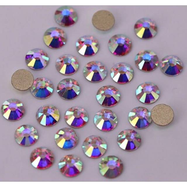 SHEIN Ss3-Ss50 Crystal AB Flat Back Non Hotfix Nail Art Rhinestones 3D Glass Glue On Crystal AB Stones For DIY Decorations