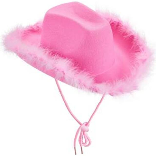 SHEIN Womens Cowboy Hat, Adult Solid Color Furry Trim Wide Brim Hat Female Cap For Dating Party