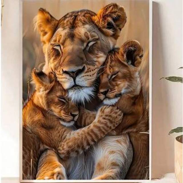 SHEIN 1pc DIY Diamond Dot Painting Abstract Tiger Artwork, Wild Animal Diamond Painting Art, Includes Tools, Frameless, Modern Home & Office Wall Decor, Ind
