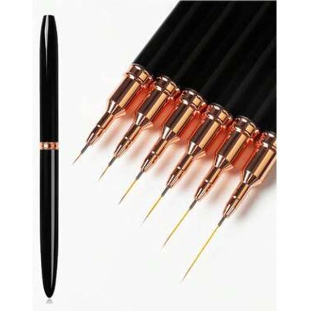 SHEIN 5pcs French Nail Art Painting Brush Kit, Nail Lining Brush Set With UV Gel Nail Brushes