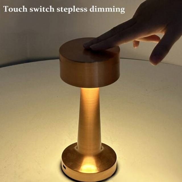 SHEIN LED Table Lamp Metal Touch Sensor Table Lamp Top Touch Night Light Dimming USB Bedside Lamp Bar Bedroom LED Desk Light Rechargeable Cordless Night Lig