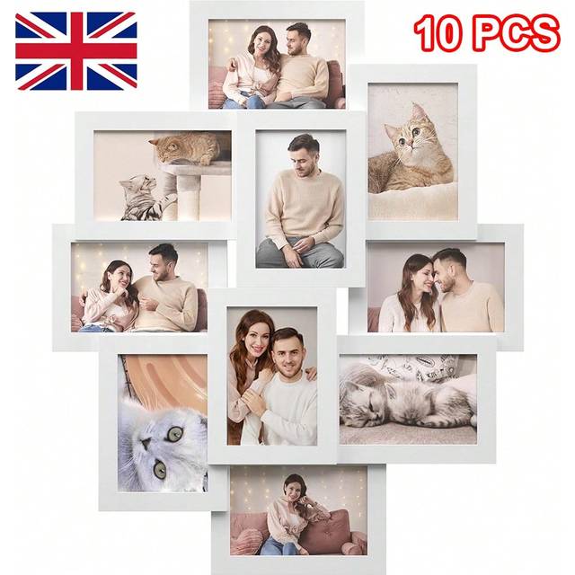 SHEIN 10 Pack Photo Frames 6x4 White/Black/Wood Frames Mount/Stand Certificate Frame