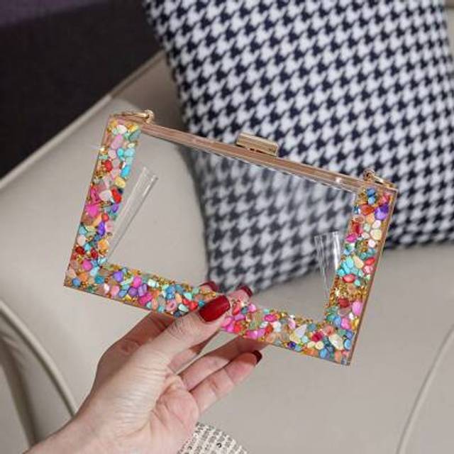SHEIN Fashionable Transparent Acrylic Shoulder And Clutch Bag, Event/Party Elegant Handbag, Phone Case And Lipstick Holder