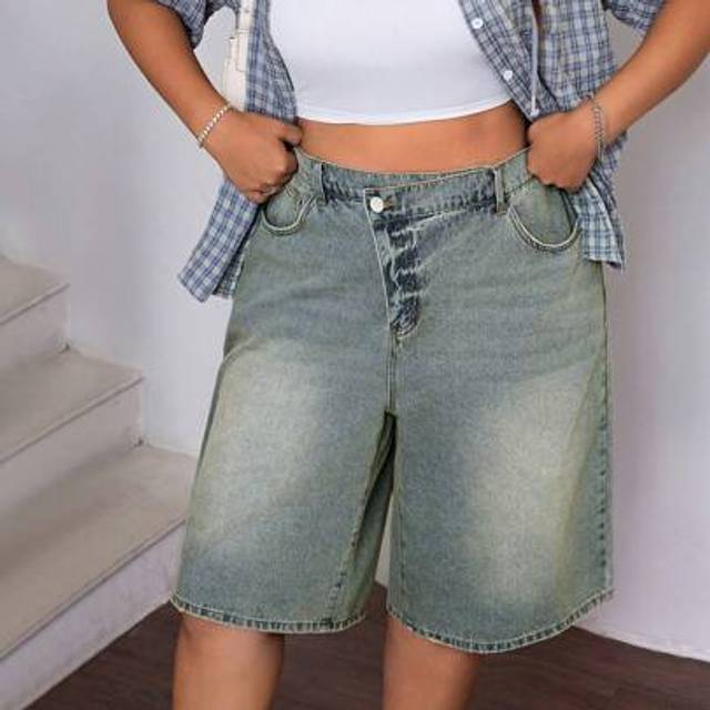 SHEIN Plus Size Retro American Wide Leg Loose Fit Jeans