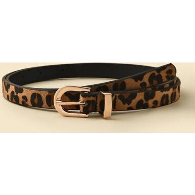 SHEIN Women&#39;s Fashion Shiny PU Skinny Waist Belt, High Quality PU Belt For Jeans, Dresses Decoration Leopard Print