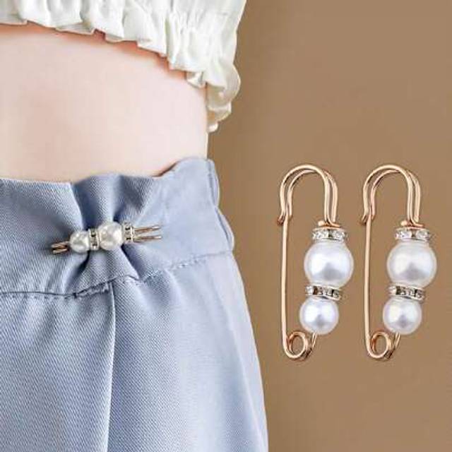 SHEIN 2pcs/1pc Trouser Waist Collection Artifact Waist Collection Pin Anti-Exposure Brooch High-Grade Corsage Pin Jewelry Pearl Brooch Buckle