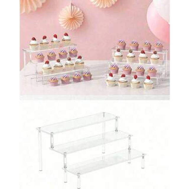 SHEIN 4 Tier/3 Tier Cake Display Rack, Acrylic Transparent Pyramid Shape Dessert Stand, Detachable Sweets Party Exhibition Rack, Party Dessert Stand, Decora
