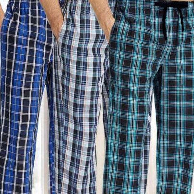 SHEIN 3pcs Men&#39;s Simple Casual Plaid Printed Sleepwear Set, Includes Long Pajama Pants
