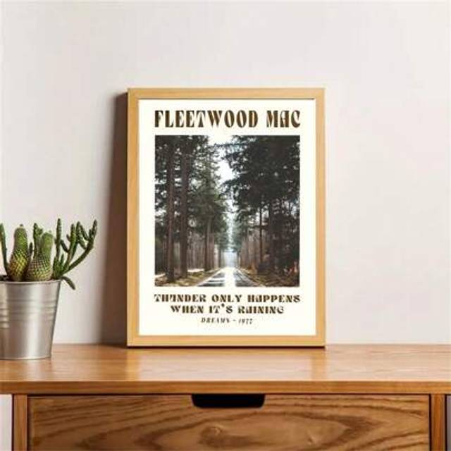 SHEIN 1PC Frameless Fleetwood Music Poster, 70&#39;s Vintage Wall Art, Song Lyrics Print, Gift For Music Lover, Personalized, Nature, Travel, Retro, Bar Decor R