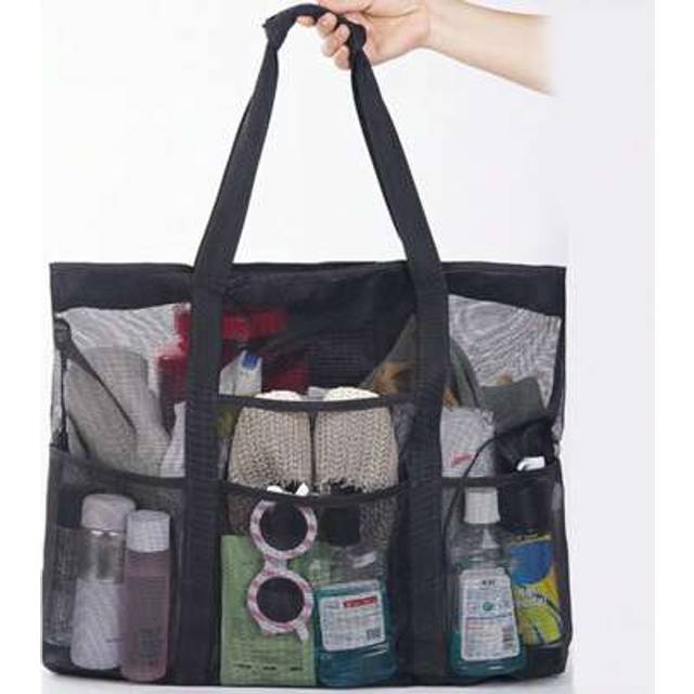 SHEIN 1pc Large Mesh Beach Bag - Sandproof Swim Tote Bag Oversized For Family Foldable Lightweight Pool Boat Bag With Zipper And Extra Pockets For Toys & Va