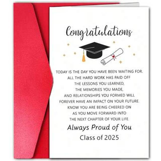 SHEIN 1pc Graduation Congratulations Card For Class Of 2025, Encouragement And Proud Of You Note, Premium Paper, Suitable For Friends, Teachers, And Classma