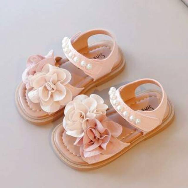 SHEIN New Summer Kids Flower Sandals, Girls Flat Sandals Fashion Open Toe Infant Toddler Baby Shoes Hook And Loop Stylish Girls Beach Sandals, School Studen