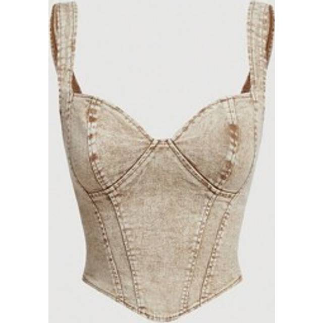SHEIN Women&#39;S Vintage Denim Crop Top Bustier