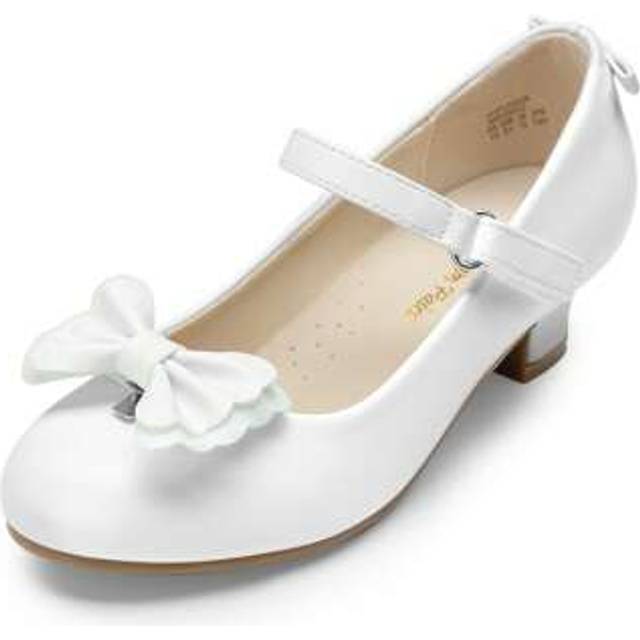SHEIN Girls Mary Jane Shoes Toddler Little Girls Heels Sparkly Shoes With Interchangeable Bow For Flower Girl Wedding Party
