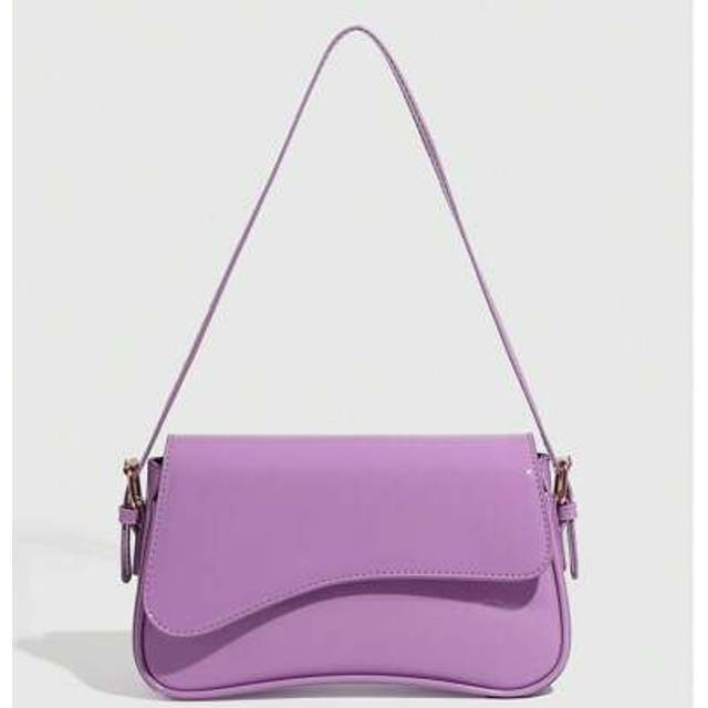 SHEIN 1pc Burgundy Minimalist Solid Color Women&#39;s Shoulder Bag, Flap Shoulder Bag, Baguette Bag, Handbag, Underarm Bag, Square Bag, PU Leather Texture Bag,