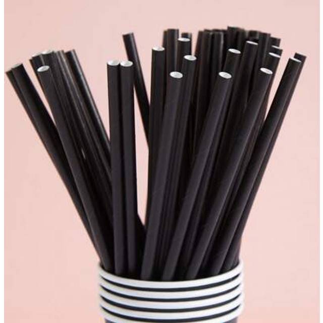 SHEIN 10/25/50/100pcs Disposable Black Paper Straws, Candy Stick Supports Suitable For Cocktails, Birthdays, BBQ, Events And Celebrations