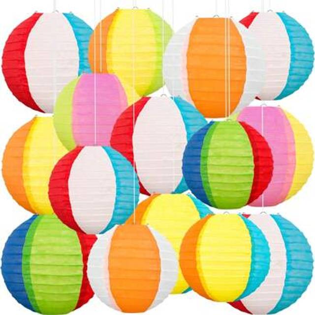 SHEIN 6pcs-Pool Party Decorations Beach Ball Paper Lanterns - Summer Luau Theme Hanging Decorations For Home Birthday Outdoor Indoor, Hawaiian Theme Hanging