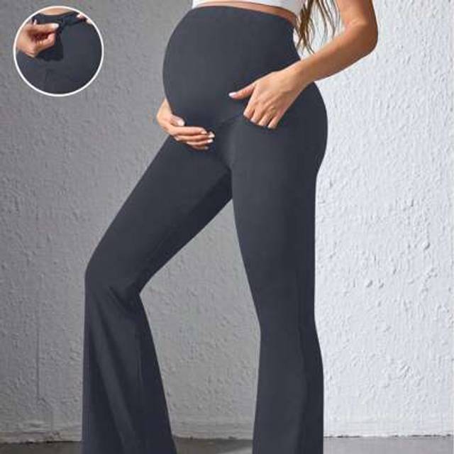 SHEIN Versatile Ruched Maternity Flare Yoga Pants, Slimming