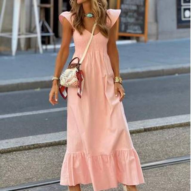 SHEIN Spring Outfits For Women Summer Outfits For Women Holiday Dress Red Fashion Casual Vacation Solid Color Simple Comfortable Strapless Dress Range Desig