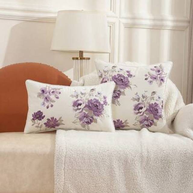 SHEIN Flower Embroidered Decorative Throw Pillow Cover, Canvas, For Living Room & Bedroom, Spring/Summer