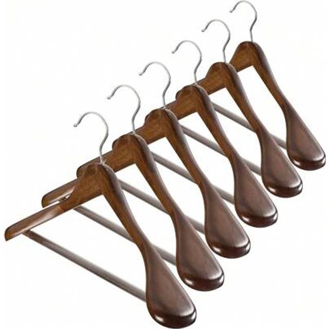 SHEIN 6/12 Pack Wide Shoulder Wooden Hangers | Non-Slip For Pants/Trousers, Suits & Shirts | 20lbs Load, 360Â° Swivel Hook