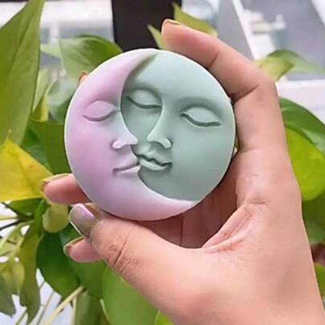 SHEIN Moon & Sun Face Candle Silicone Molds, DIY Handmade Soap & Candle Making Craft Supplies