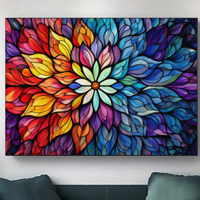 SHEIN 1 Piece Floral-Kaleidoscope-Stained-Glass DIY Diamond Painting Kit - Complete Set With Accessories, Perfect For Home Decor & Relaxation, Creative Art