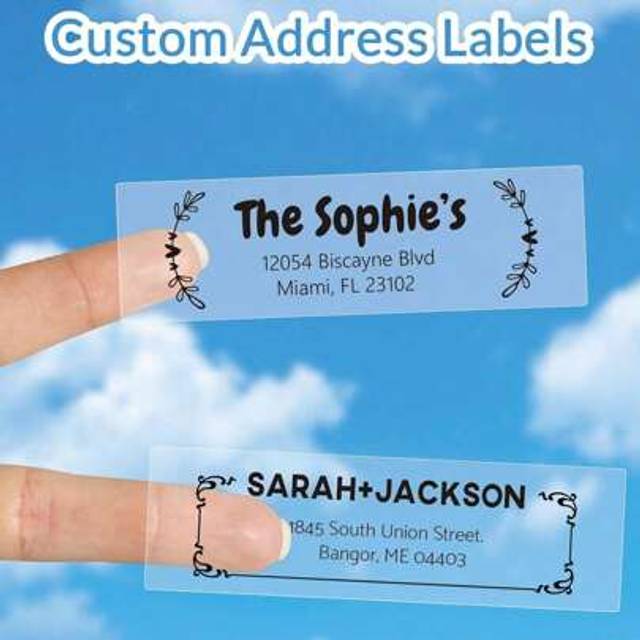 SHEIN (100-1000 Labels) 0.75in*2.5in Transparent Personalized Return Address Labels - Simple Unique Design In Clear- Custom Mailing Labels On Sheets - Self-