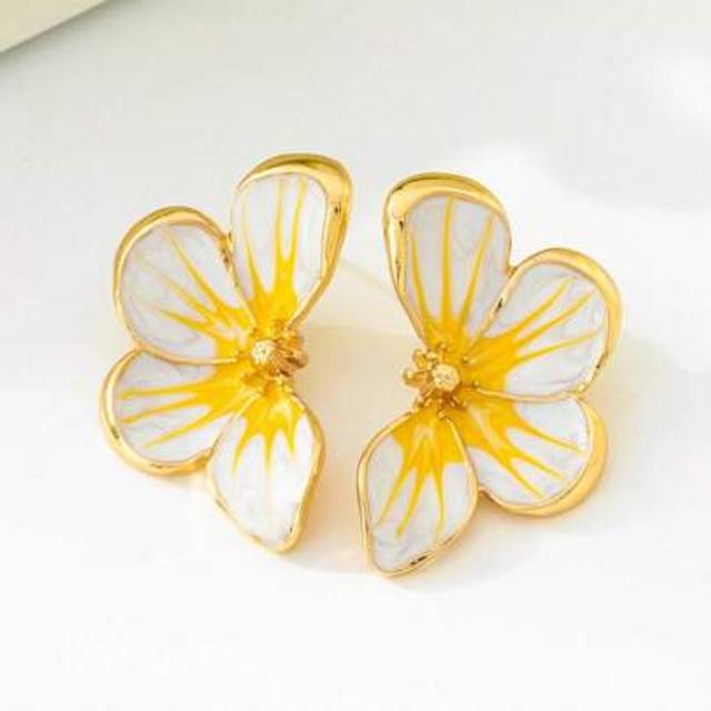 SHEIN 1 Pair Hand-Painted Enamel Lightweight Golden Drop Earrings, Perfect Gift For Daily, Birthday, Mother&#39;s Day, Girlfriend Or Daughter