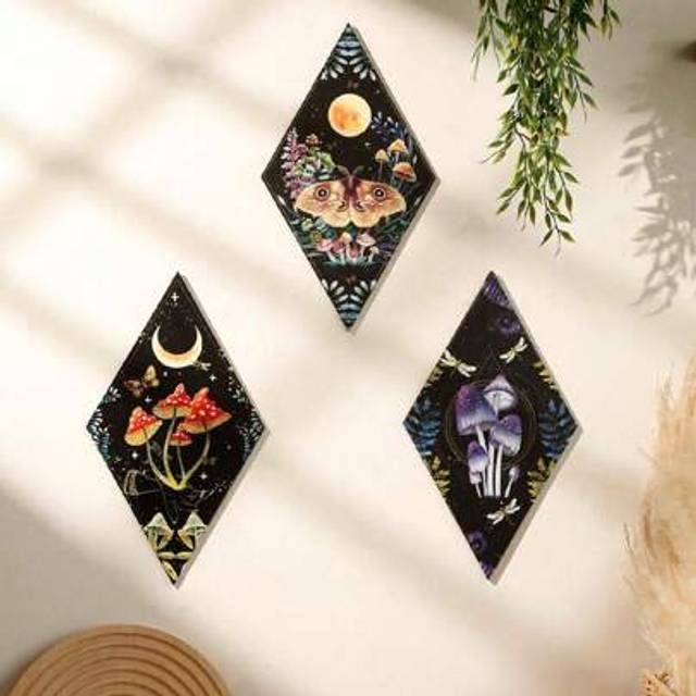 SHEIN 1pc/3pcs Boho Wall Decor, Moon Stars Sun Phases Snake Wall Decor, Hanging Gothic Wooden Witchy Minimalist Wall Pediments For Home Bedroom Living Room