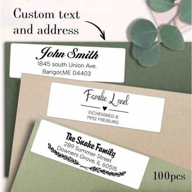SHEIN 100-1000Pcs Custom Text Address Stickers, Personalized Return Address Labels, Customized Name Mailing Labels, Customizable Envelope Stickers, 6.35x1.9