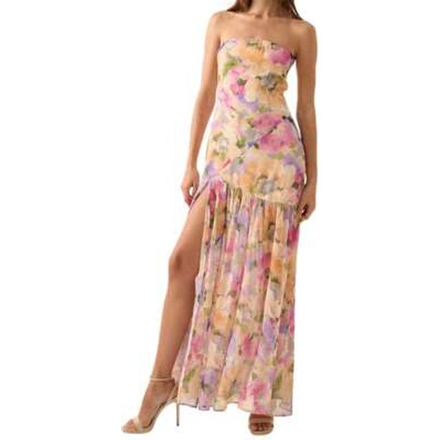 SHEIN Women Summer Long Bandeau Dress Sleeveless Off Shoulder Flower Print Tube Top Dress