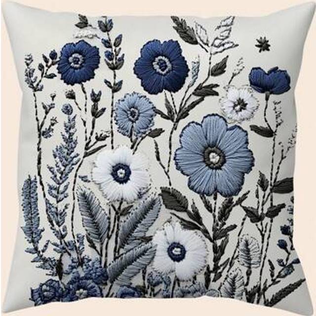 SHEIN 1pc Vintage Style Floral Print Decorative Throw Pillow Cover, Polyester Plush Fabric, Zipper Closure, Suitable For Home, Sofa, Bedroom, Seatzy Series