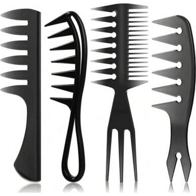 SHEIN 1/4PCS Hair Styling Comb Set For Men And Women, Wide Tooth Comb, Oil Head Comb, Double-Sided Tail Comb, Pick Comb, Professional Hairdressing Styling T