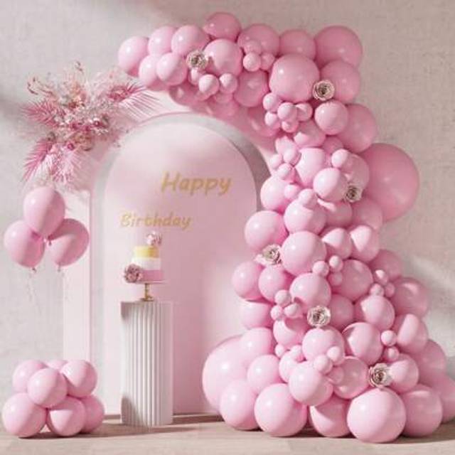 SHEIN 87pcs Light Pink Balloons Different Sizes 18 12 10 5 Inches For Garland Arch, Premium Pastel Pink Balloons For Valentine&#39;s Day Girl Birthday Wedding B