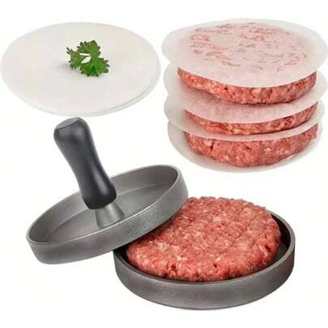 SHEIN 1pc Aluminum Non-Stick Hamburger Patty Maker Mold, Burger Press For Beef Or Veggie Burgers, Dishwasher Safe, Kitchen Tool (Burger Paper Not Included)