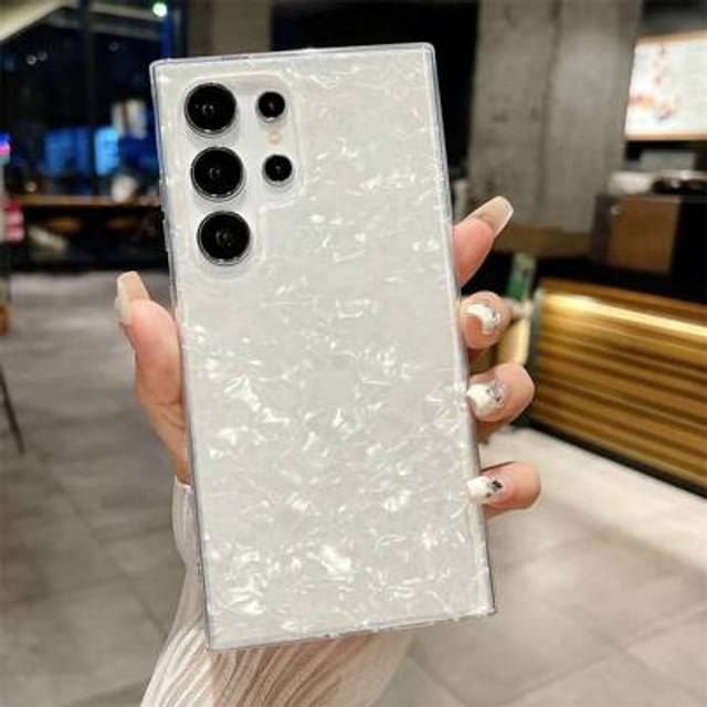 SHEIN Pearl Phone Case Compatible With Samsung Galaxy S25 S24 S23 S22 S21 S20 Ultra Plus FE , Glitter Pearly-Lustre Shell Slices Pattern Phone Cover For A55