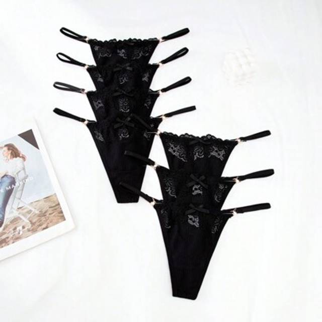 SHEIN 7pcs/Set Seamless G-String Lace Panties Sexy Lingerie