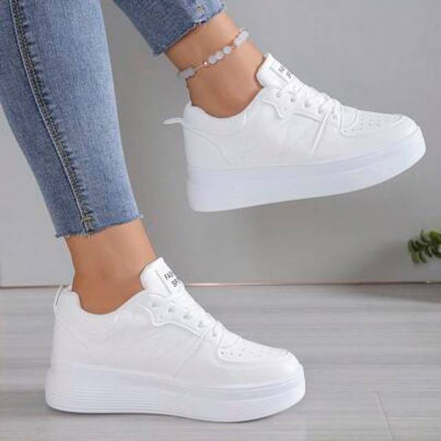 SHEIN Women&#39;s Wedge Platform Casual Sneakers, New Chunky Flatform Trainers, Stylish Versatile Student Skate Shoes