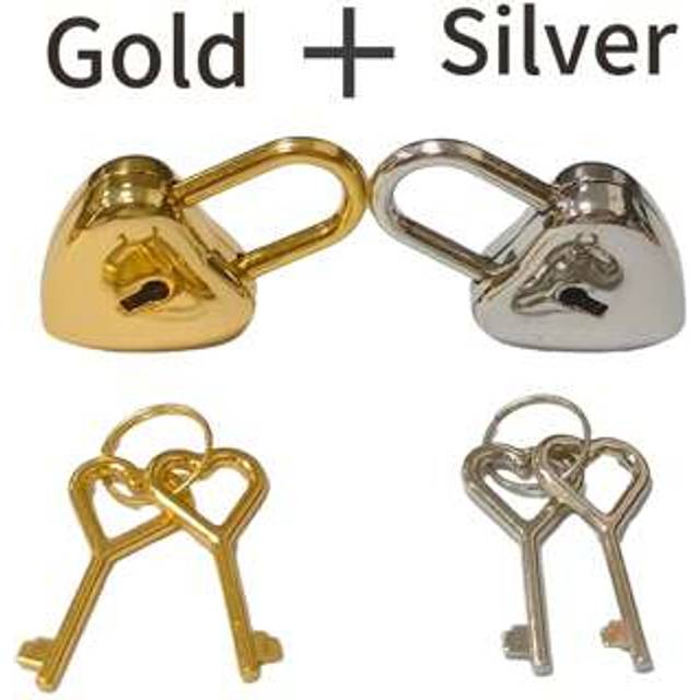 SHEIN 1 -2pcs Zinc Alloy Love Lock Luggage Hardware Lock Heart-Shaped Bag Padlock With Key Travel Jewelry Box Diary Suitcase Wardrobe Mini Heart Shaped Lock