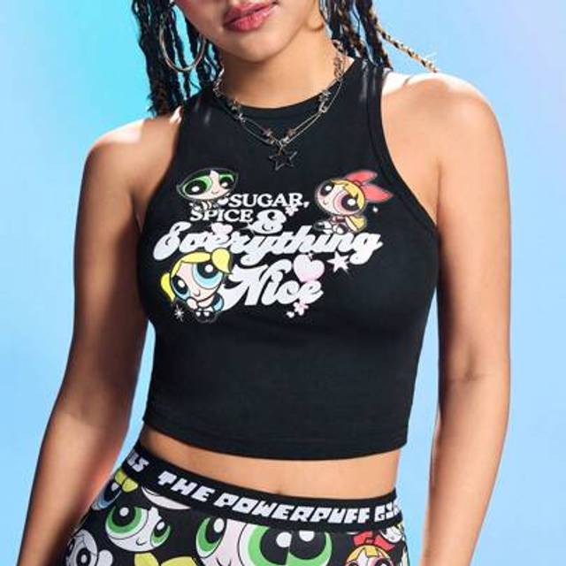 SHEIN Women&#39;s Cute Black Summer Blossom, Bubbles, Buttercup Pattern Cropped Tank Top Concert / Rave/Festival / Rave Outfits Tank Top