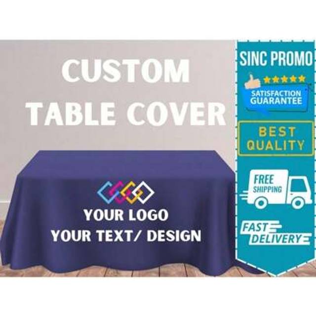 SHEIN CUSTOM Table Cover Personalized Tablecloth With Your Logo Full Color Imprint For Trade Show | Pop Up Shop | Wedding | Banquet | Vendor Event