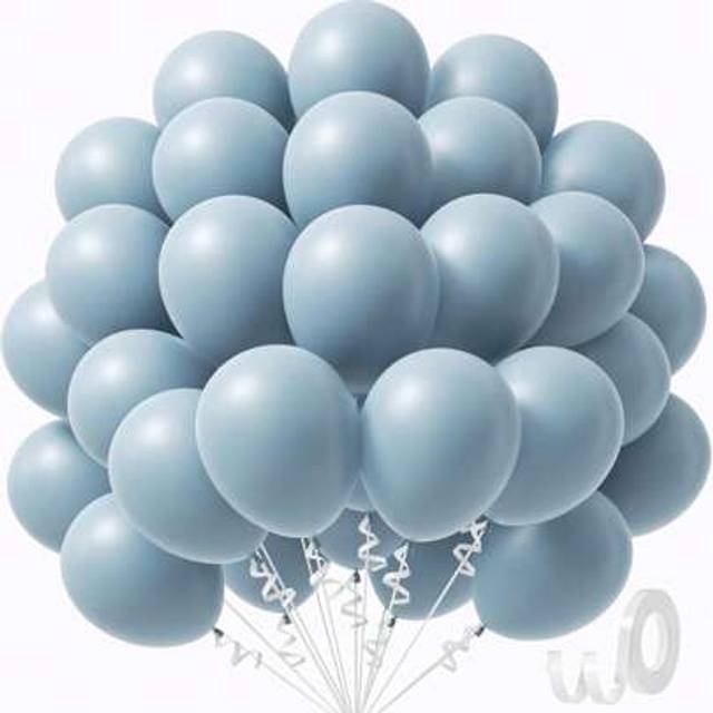 SHEIN 10/20/30/40/50pcs Gray Blue Latex Balloons 18/12/10/5 Inches, Slate Blue Party Decoration Balloons Suitable For Bridal Showers, Shower Parties, Birthd