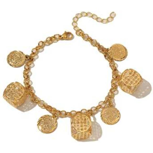 SHEIN 1pc Vintage Copper Alloy Gold-Plated Hollow Square Coin Pendant Necklace Chain Bracelet Set, Suitable For Women Everyday Wear And Gifts, Exclude Gift