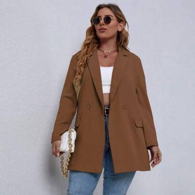 Calvaya Plus Size Women&#39;s Double-Breasted Long Suit Blazer Oversizeoversized Blazercrop Blazercropped Plus Sizecropped Blazer