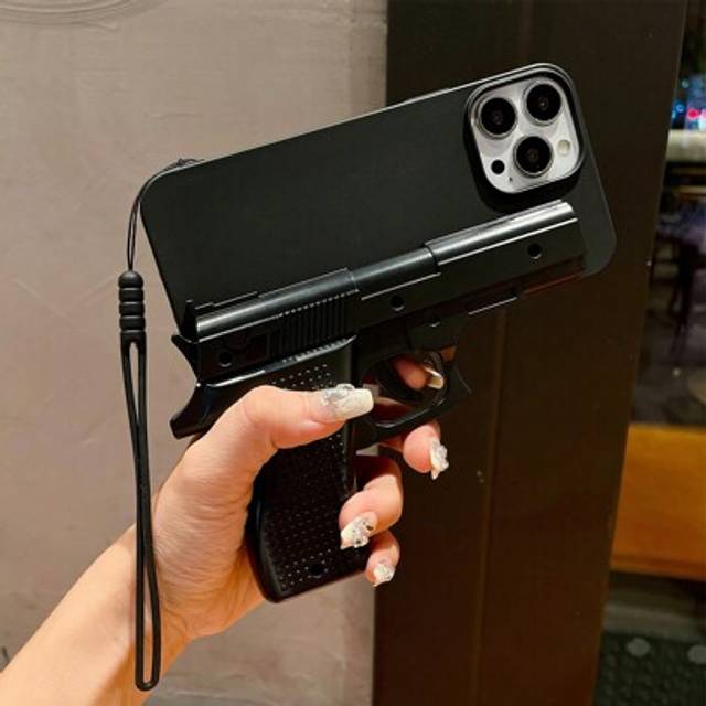 SHEIN Cute New Arrival Unique Personalized Funny Gun Style Phone Case Compatible With IPhone 11/12/13/14/15/16 Pro/Pro Max, Creative And Full Coverage Anti-