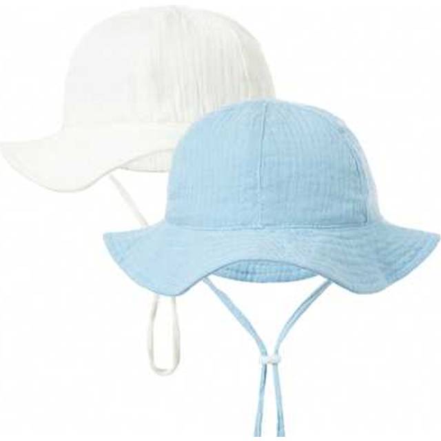 SHEIN 2pcs Solid Color Baby Bucket Hats, Sun Protective For Beach, Vacation, Suitable For 0-2 Years Old